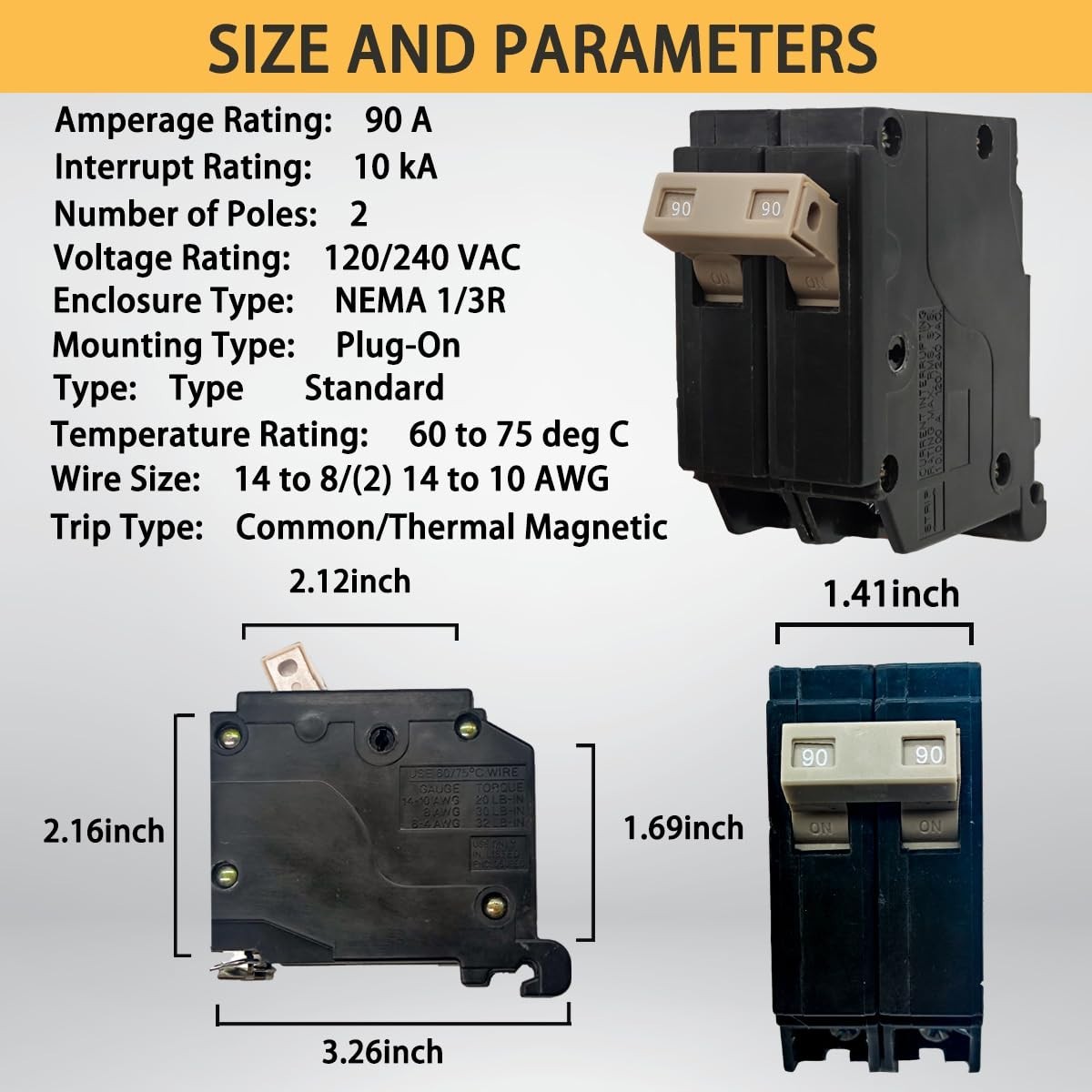 100 Amp 2-Pole Circuit Breaker – OEM Certified with Thermal Magnetic Protection