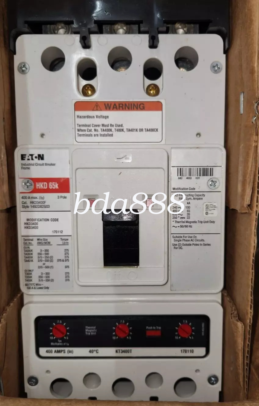 NEW EATON CUTLER HKD3400F CIRCUIT BREAKER- KES3400LSI TRIP -400A, 3Pole, 600V