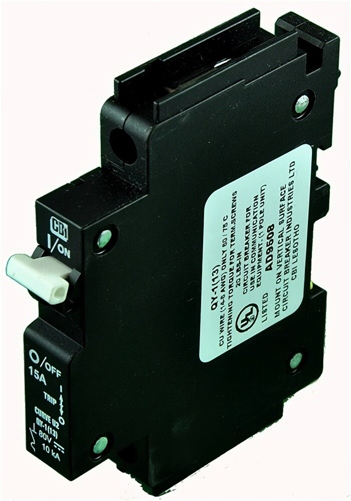 QY-1-13-DM-U2-02-B1, CBI, MCB, 1 Pole, 2A Dual mount, Medium time delay, 125 VDC