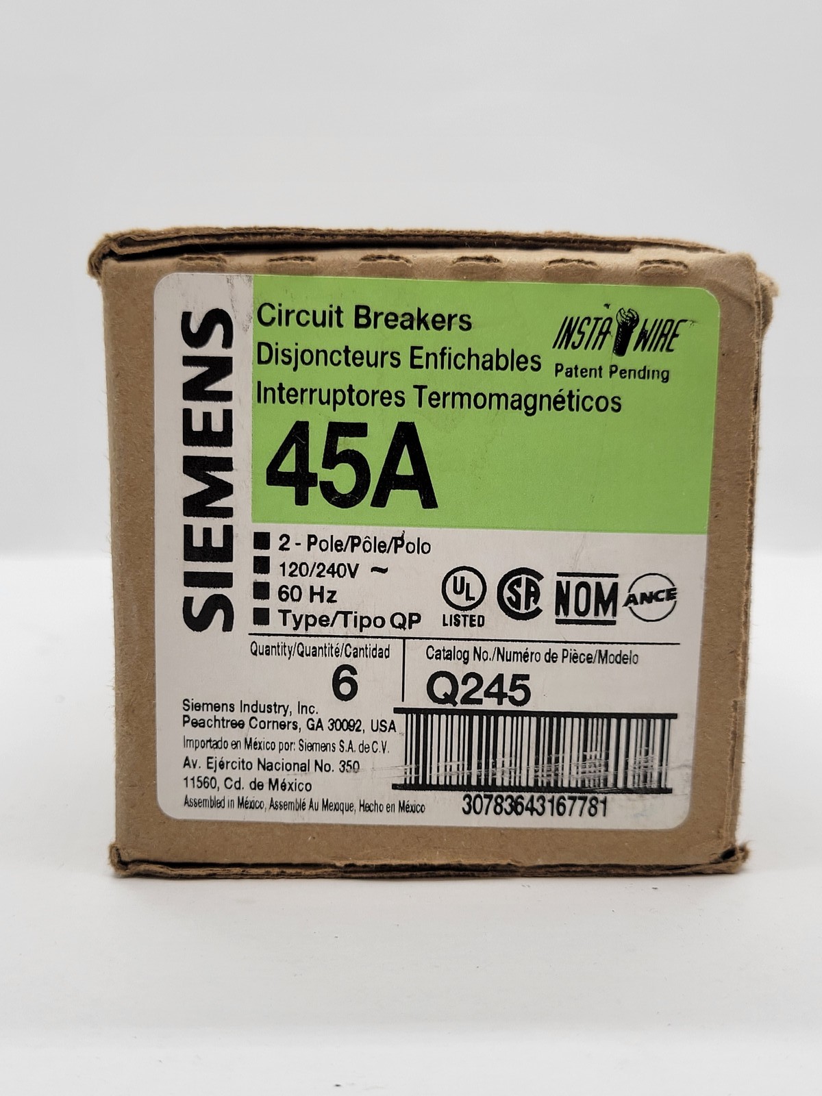 6PC Siemens Q245 Plug-In Circuit Breaker 45A 2P 1PH 120/240V 10KA QP