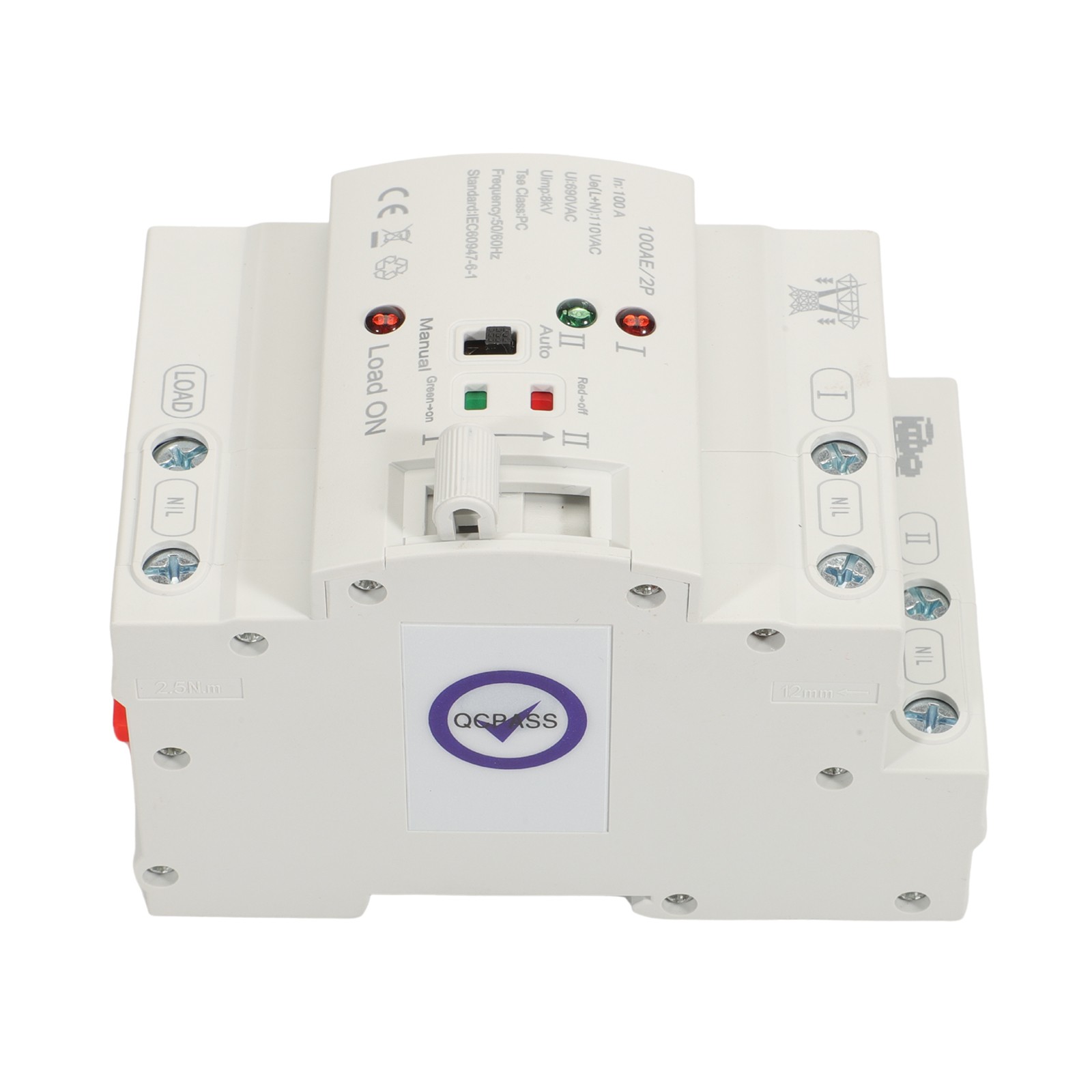 NEW Automatic Transfer Switch 2P 100A 110V Grid to AC Generator Dual Power