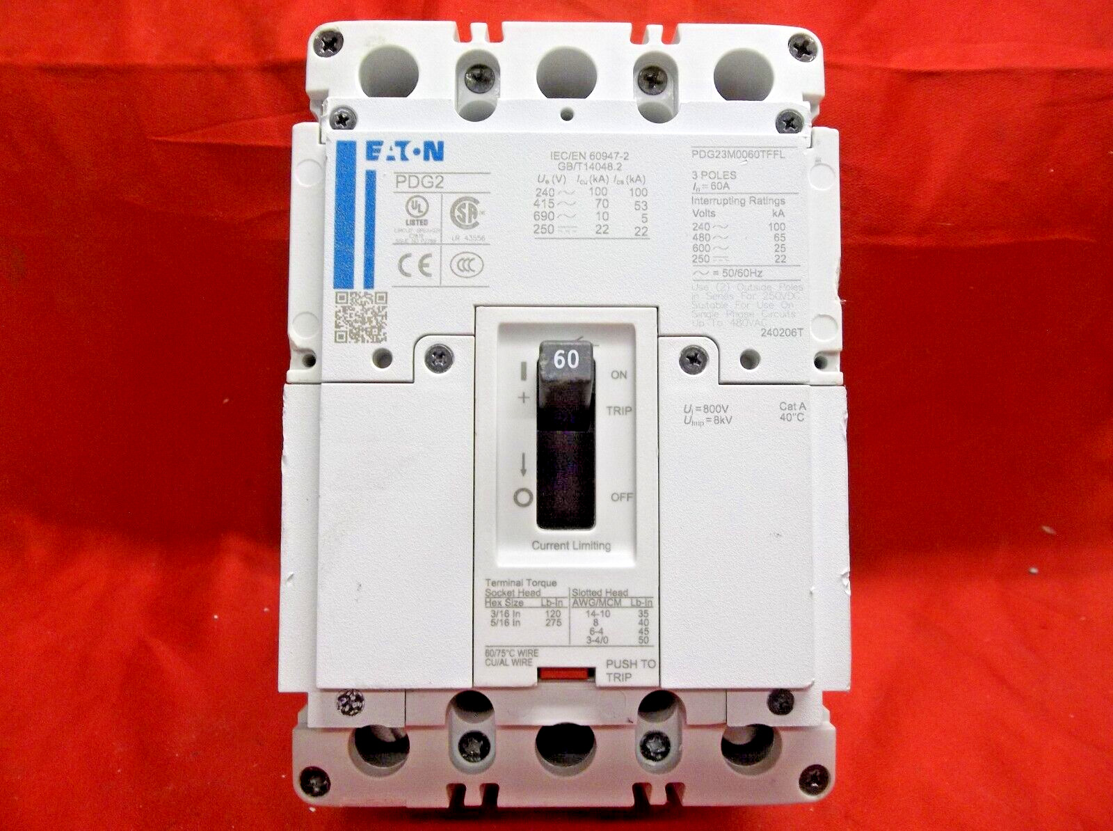 EATON PDG23M0060TFFL circuit breaker 335A1