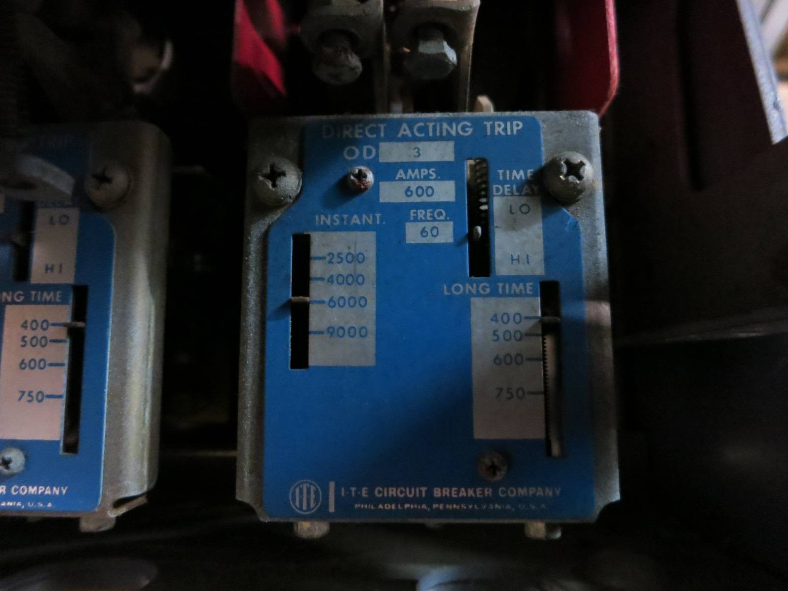Square D Type K-600 Bolt In Breaker 600A Direct Acting Trip OD3 Air Breaker ITE