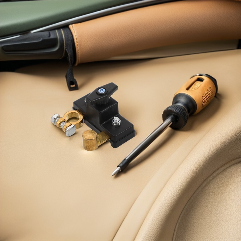Compact Car Battery Disconnect Switch Copper Plastic Weather Resistant Terminal