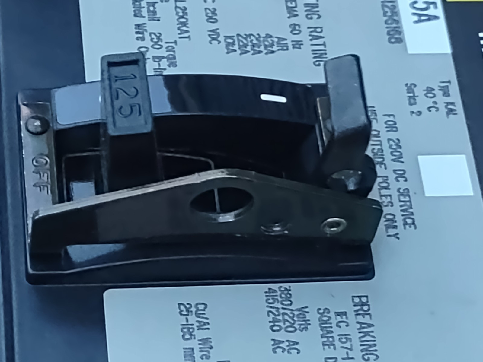 Square D KAL361256168 125A 3P Thermal-Magnetic Circuit Breaker Shunt Trip