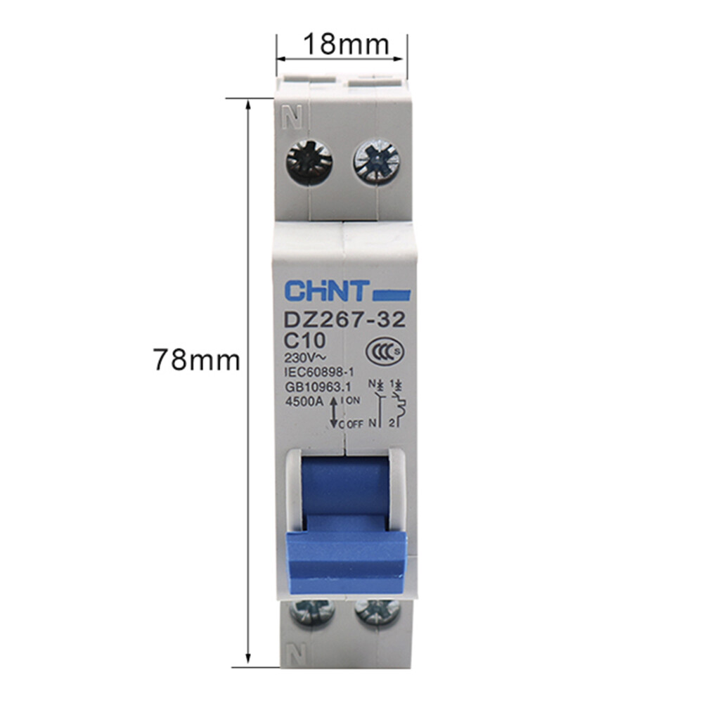 10/16/20/25/32Amp AC230V 1P+N DPN Circuit Breaker MCB Type C 4.5kA DZ267-32 CHNT
