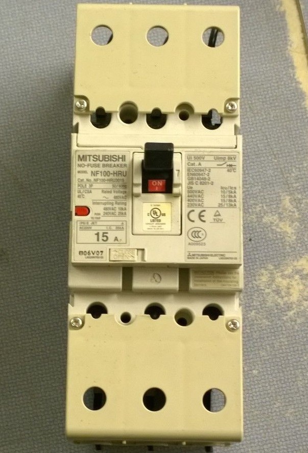 Mitsubishi Electric NF100-HRU3015 15 Amp 480 V-AC No-Fuse Breaker – Working