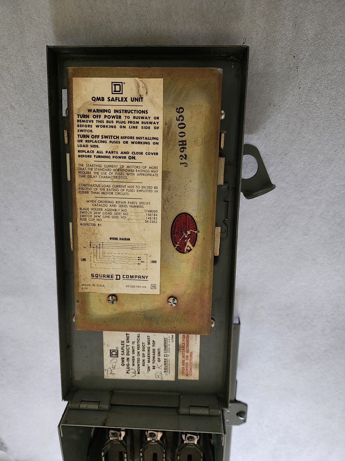 SQD SD-3606 60 AMP 600 VOLT ROUND BAR BUSS PLUG