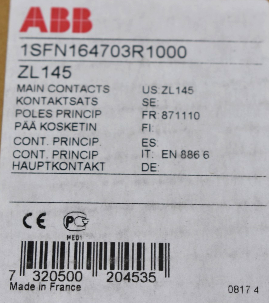 ABB 1SFN164703R1000 ZL145 Main Contacts Kit Contactor Parts