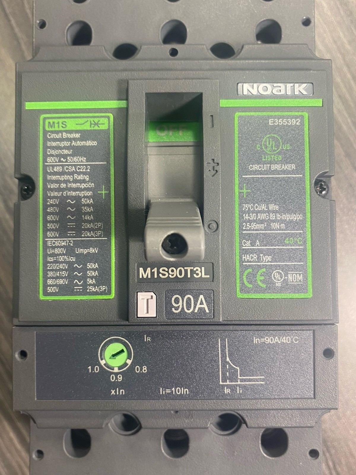 New Noark M1S90T3L 90A Molded Case Circuit Breaker 1100038 3-Pole 50/60Hz – USA