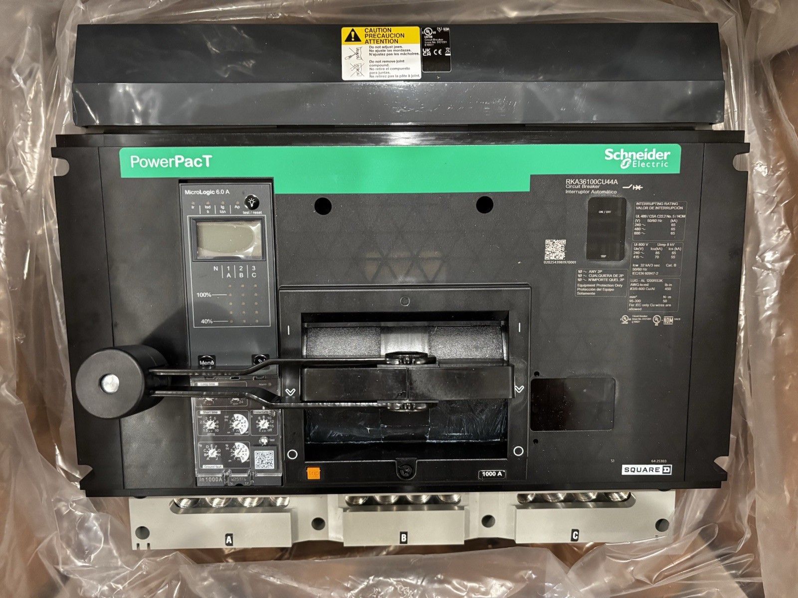 Square D RKA36100CU44A Breaker 1000A 3P 600V New