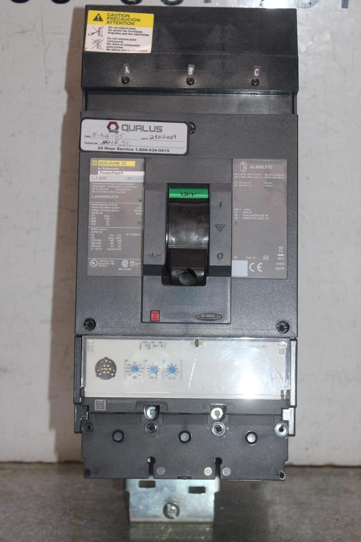 SQUARE D POWERPACT I-LINE CIRCUIT BREAKER LJA36400U31X 400 AMP 600 VAC 3-POLE