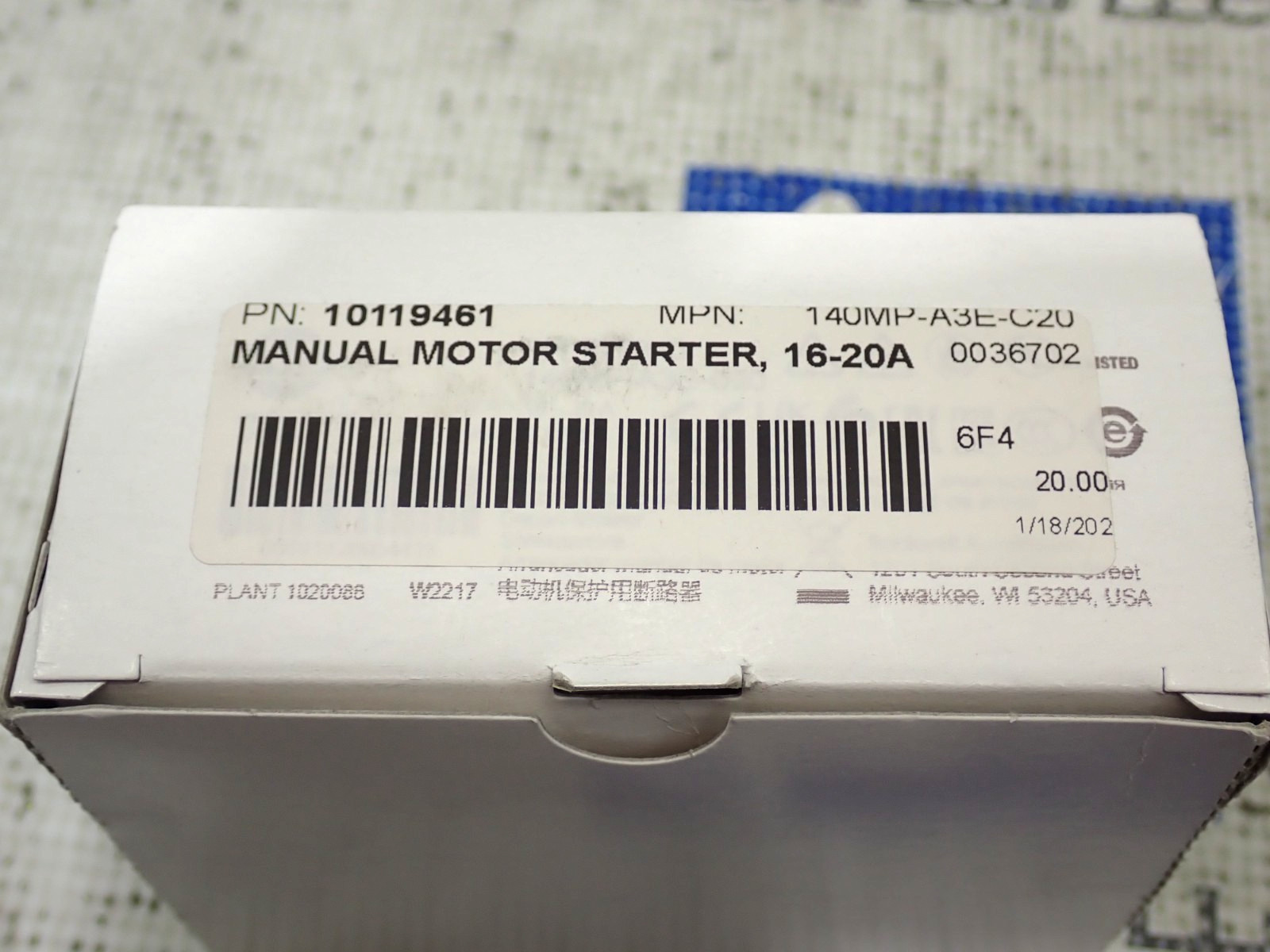 New Allen Bradley 140MP-A3E-C20 16-20 Amp Motor Protection Circuit Breaker