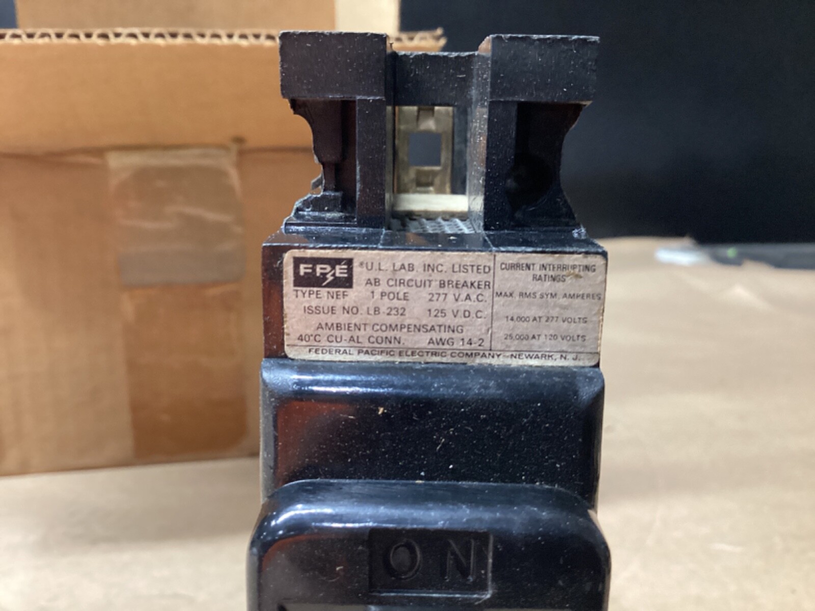 FPE Federal Pacific circuit breaker type NEF 1p 20amp LB-232 #131A108PR2*CO