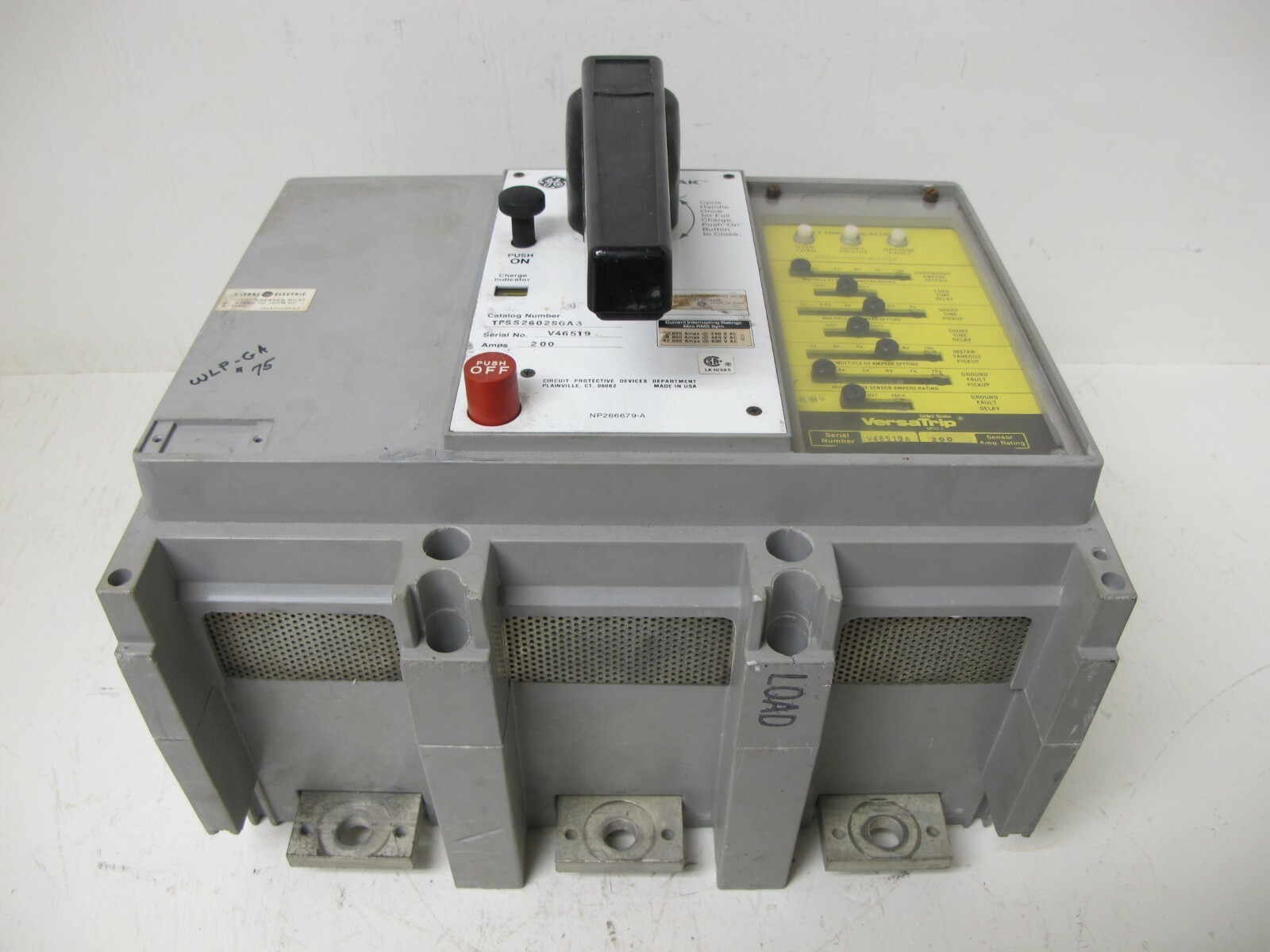 General Electric TPSS2602SGA3 200 A Power Break Breaker VersaTrip LSIG TPSS2602