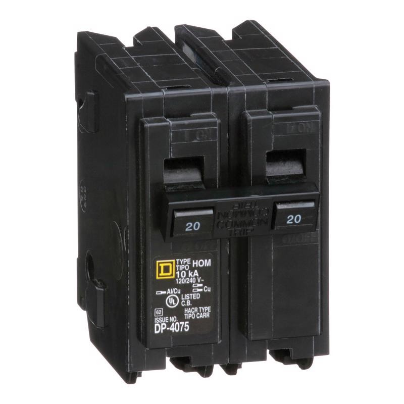 Square D HOM220CP Double-Pole Standard Trip Circuit Breaker 20A 120/240V