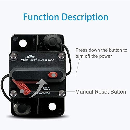 Marine Circuit Breaker for Boat Trolling w/ Manual Reset,Water Proof,12V- 48V DC