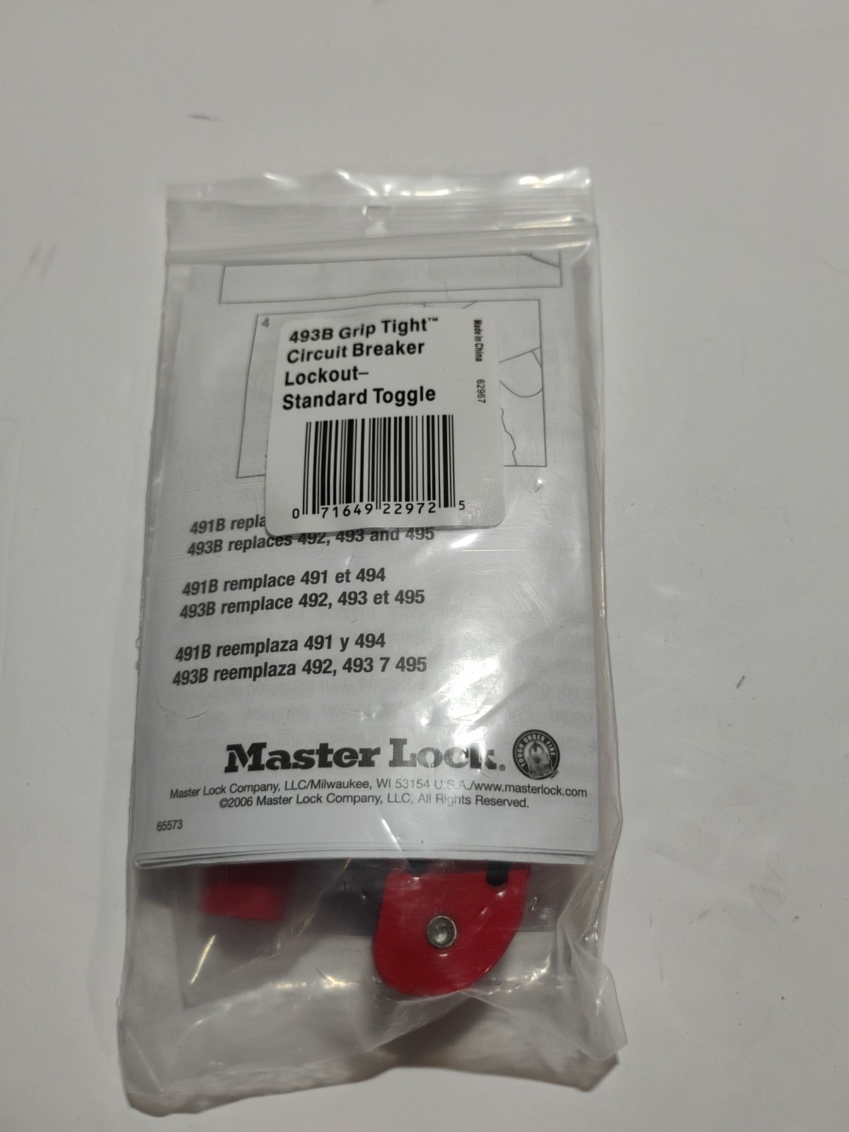 Master Lock 493B Grip Tight Circuit Breaker Lockout Tagout Standard Toggle