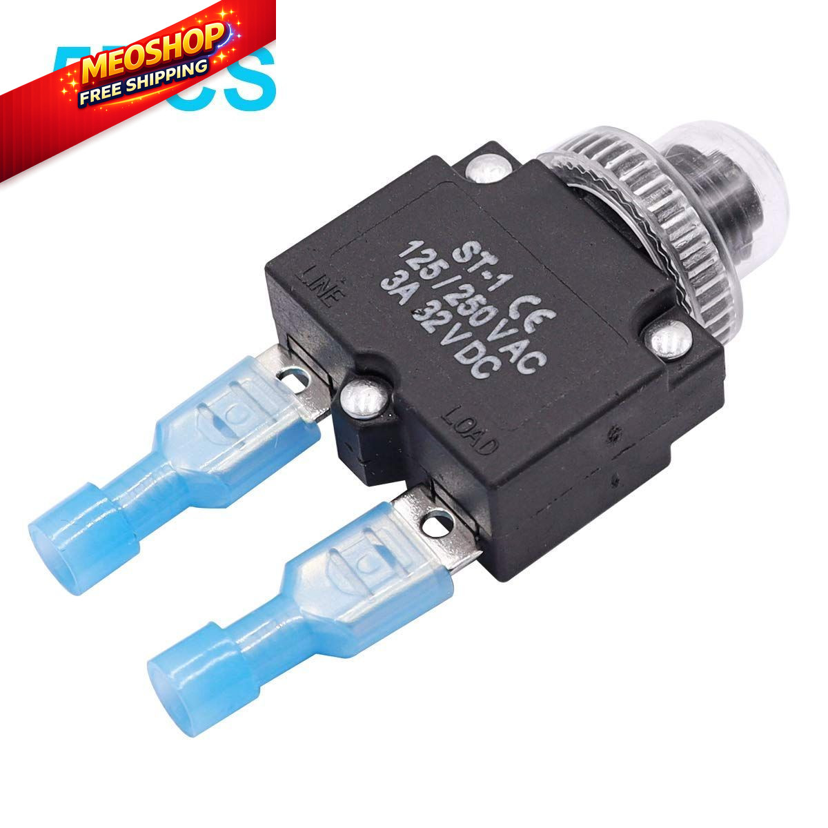 mxuteuk 5Pcs 3Amp Circuit Breakers Push Button Manual Reset 125/250V AC 3A