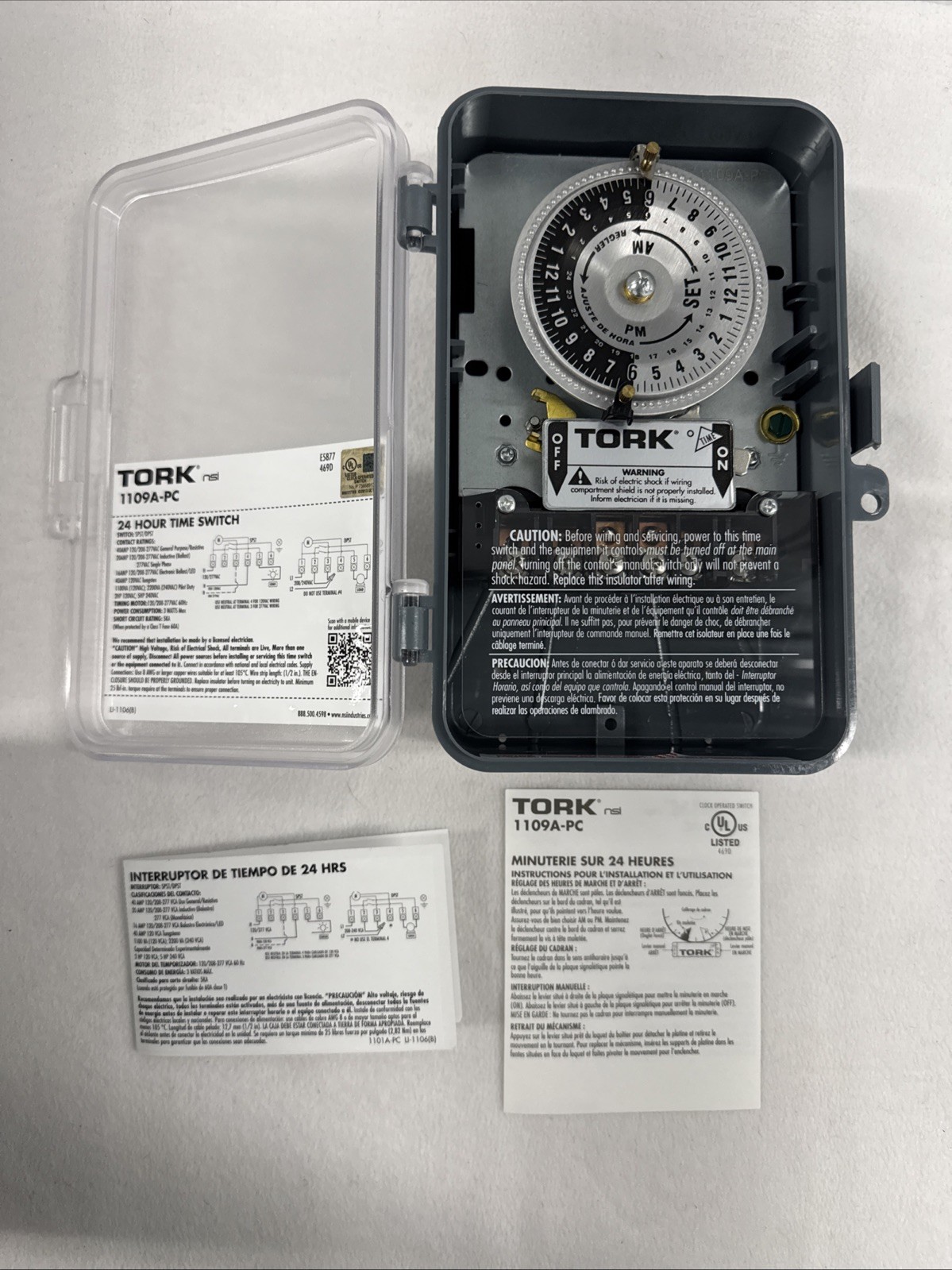 TORK Indoor Outdoor Time Switch 24 Hr Multi Voltage 120/208-277V Model 1109A-PC