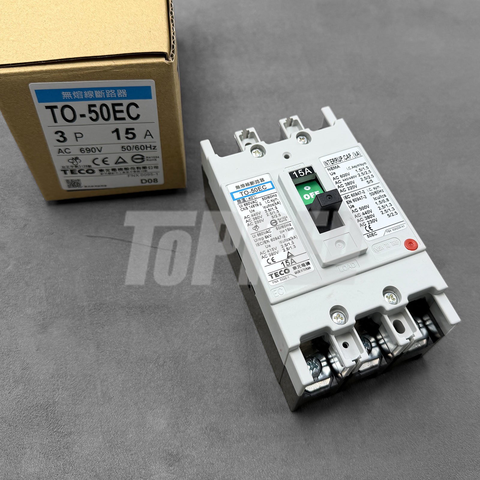 TO-50EC 3P 15A Fusion-free Circuit Breaker for TECO