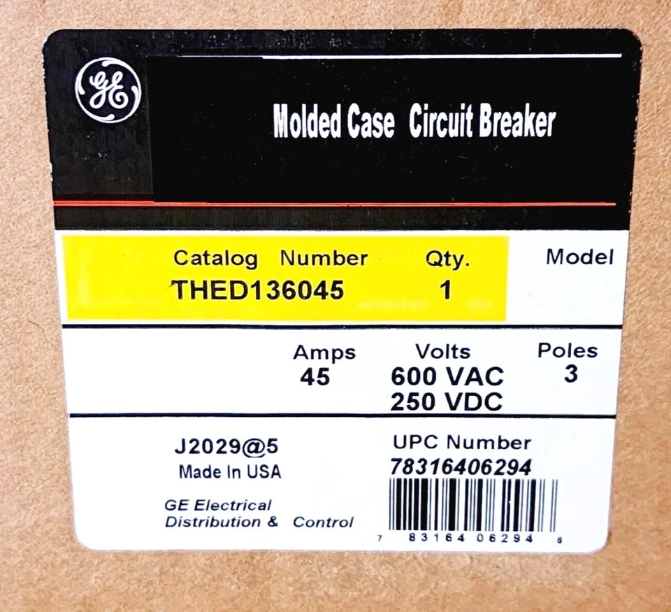 ⚡100% BRAND NEW⚡ GENERAL ELECTRIC GE THED136045 600VAC 250VDC CIRCUIT BREAKER ⚡
