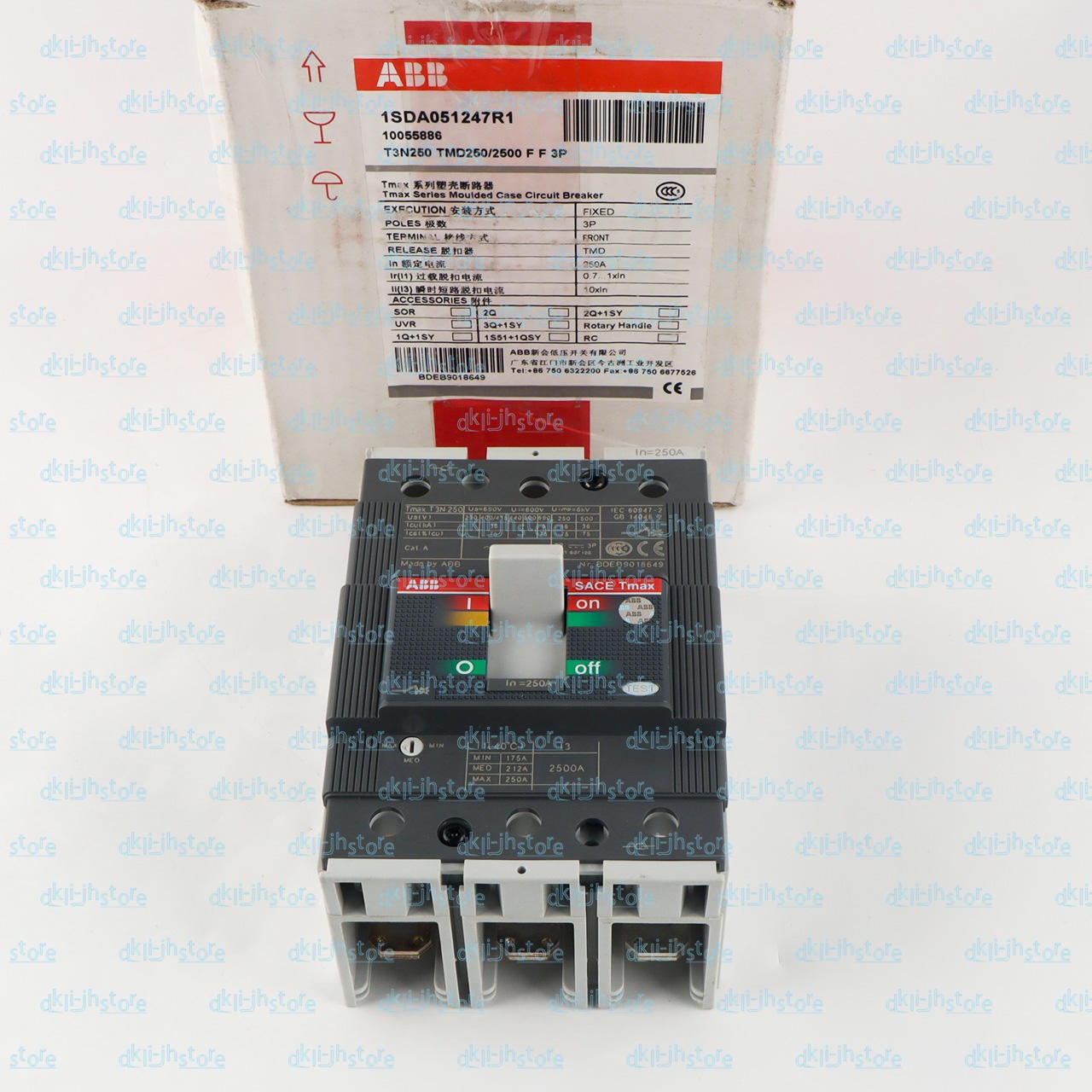 1PCS New ABB TMAX T3N250 TMD250/2500 FF 3P 250A 1SDA051247R1 Circuit Breaker