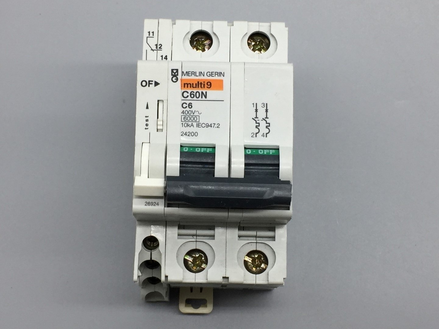Merlin Gerin C60N-C6 2-Pole Circuit Breaker 2Amp, 400V 10KA
