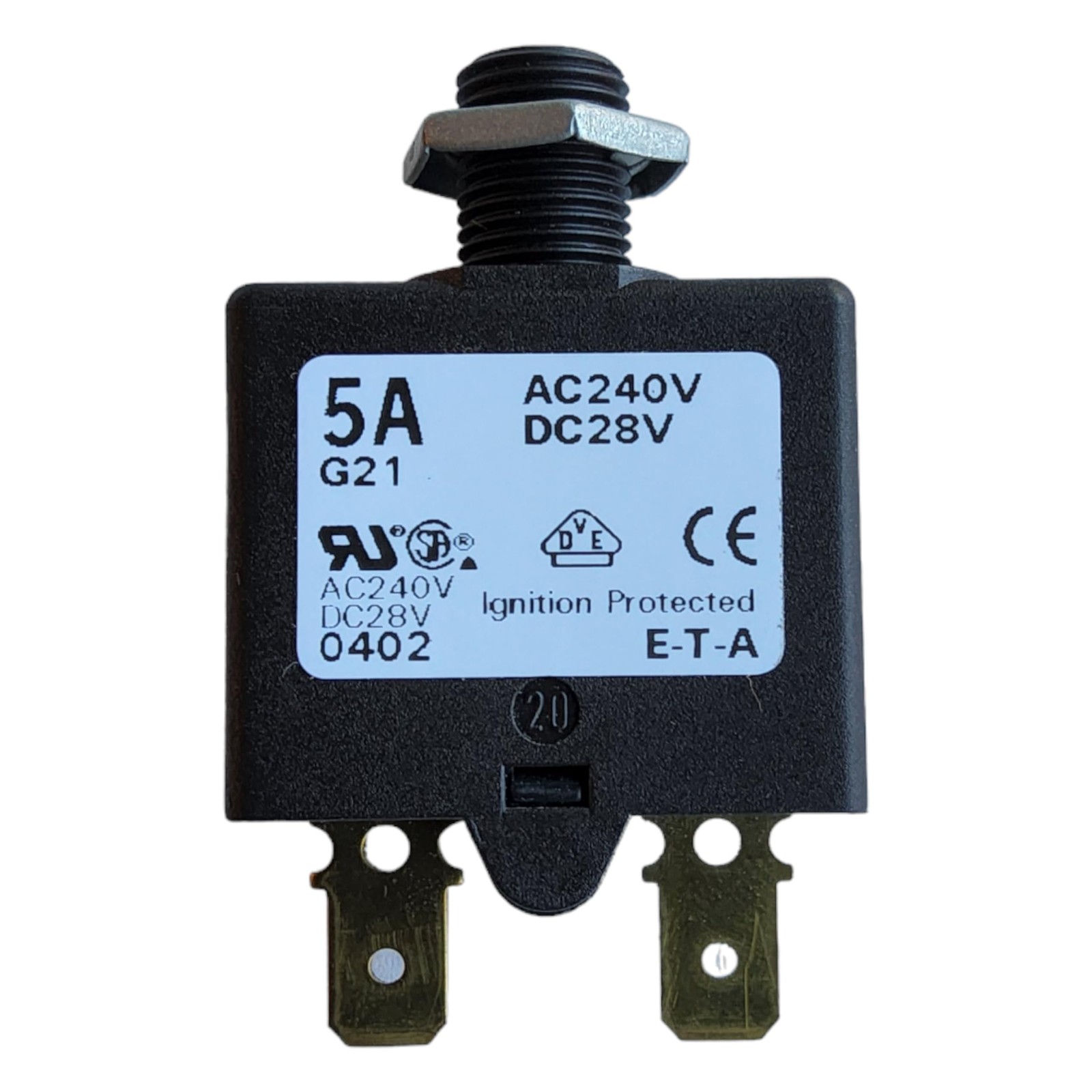 Circuit Breaker 1658-G21-01-P10-5A Thermal Push 5A 1 Pole 240V 28V Panel