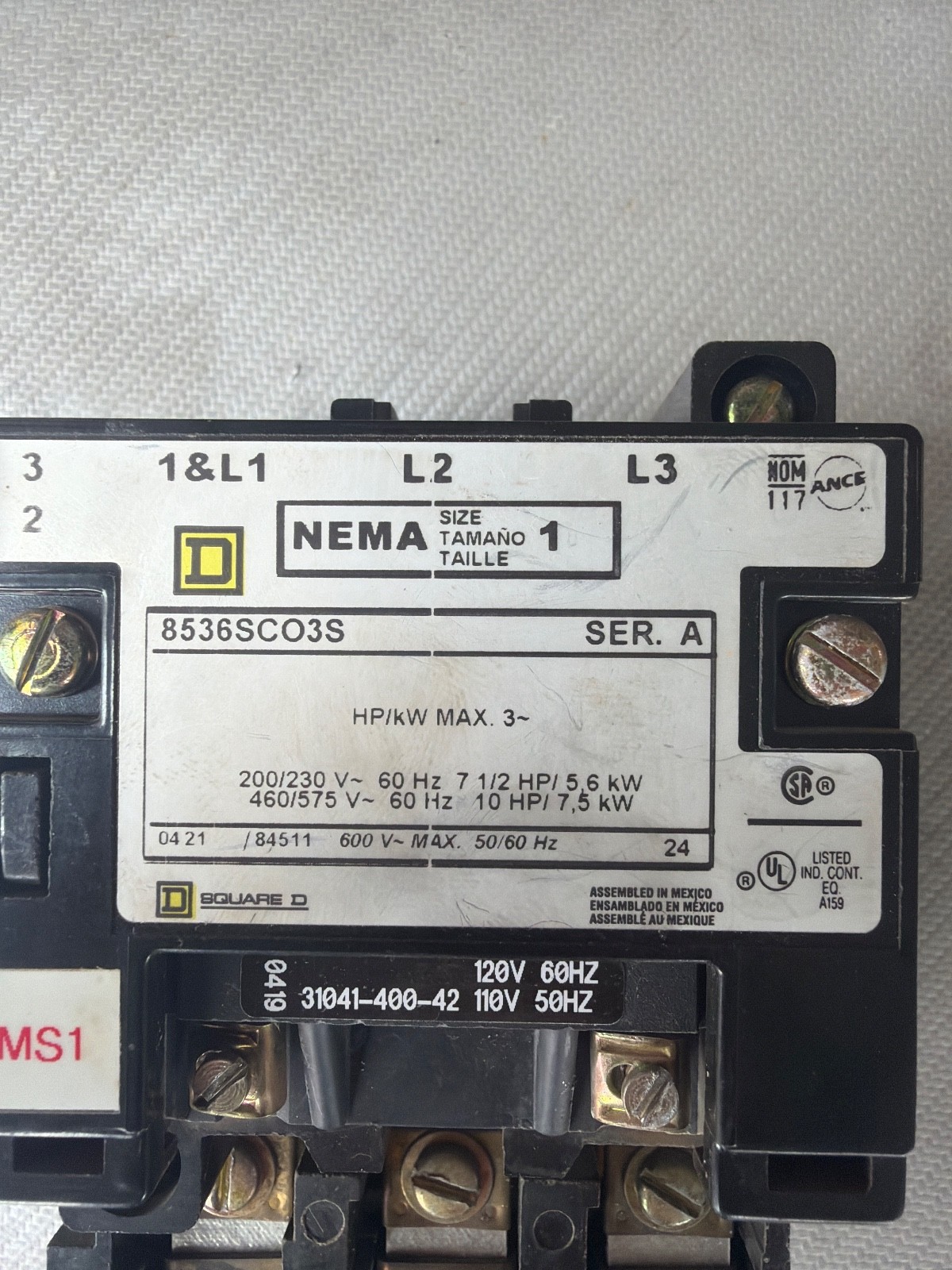 Square D 8536SC03S 8502/8536 SC 50/60 HZ 220-250V 380-415v