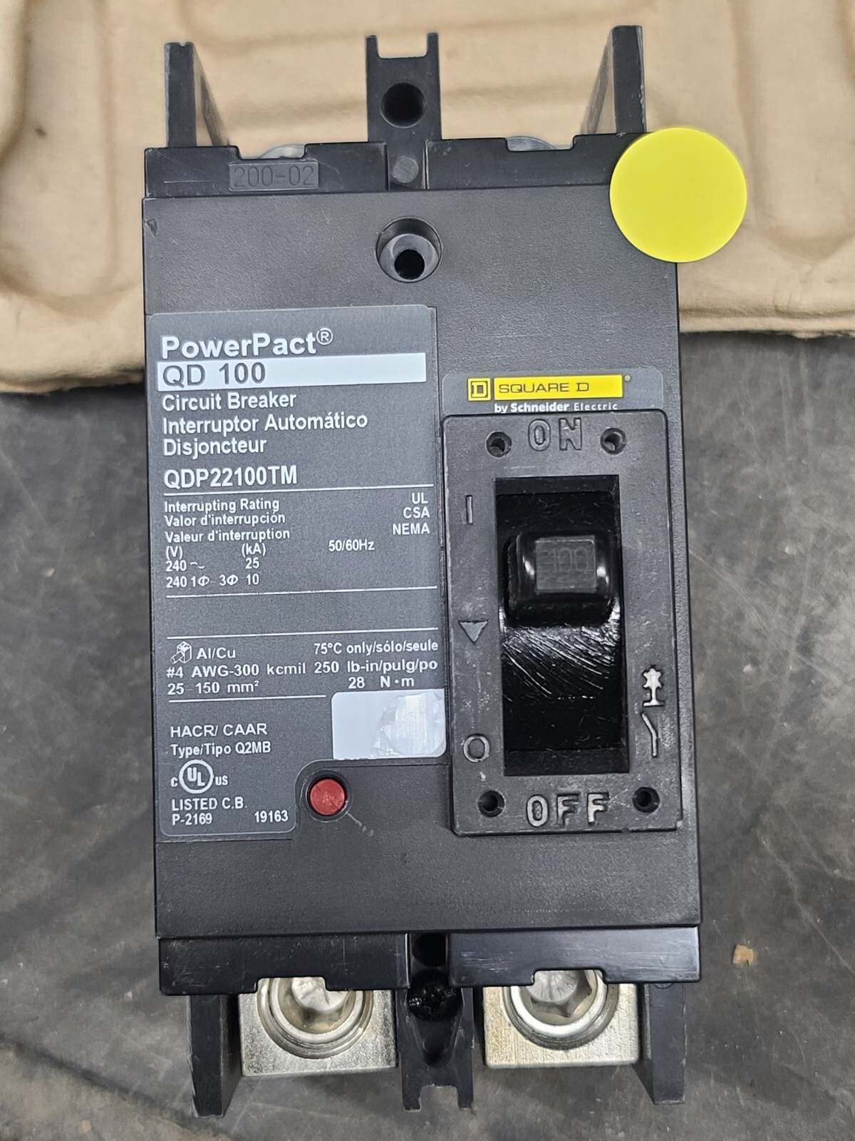 Square D QDP22100TM 100A 2P 240V~ PowerPact Circuit Breaker