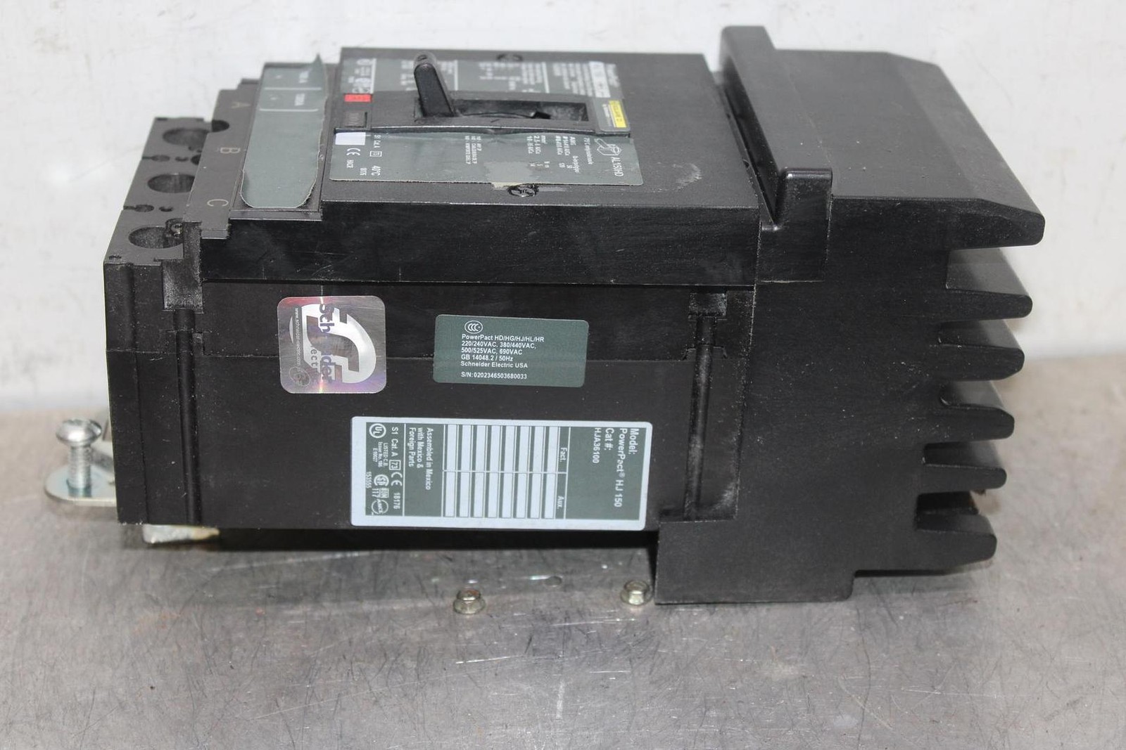 SQUARE D POWERPACT I-LINE CIRCUIT BREAKER HJA36100 100 AMP 600 VAC 3-POLE