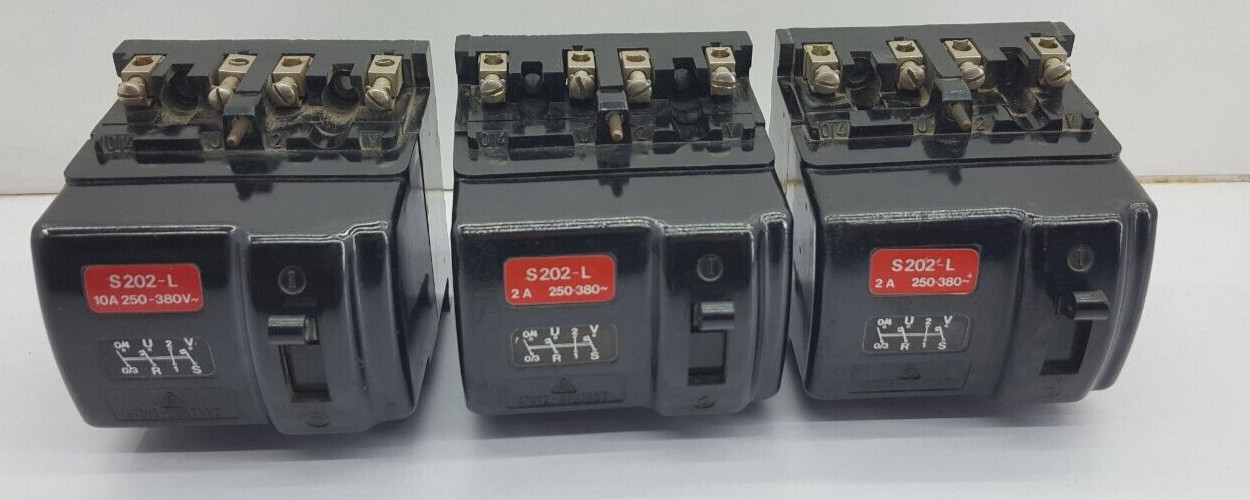3PCS STOTZ-KONTAKT S202-L 2 AMPS MINIATURE CIRCUIT BREAKER 250-380 / TESTED OK
