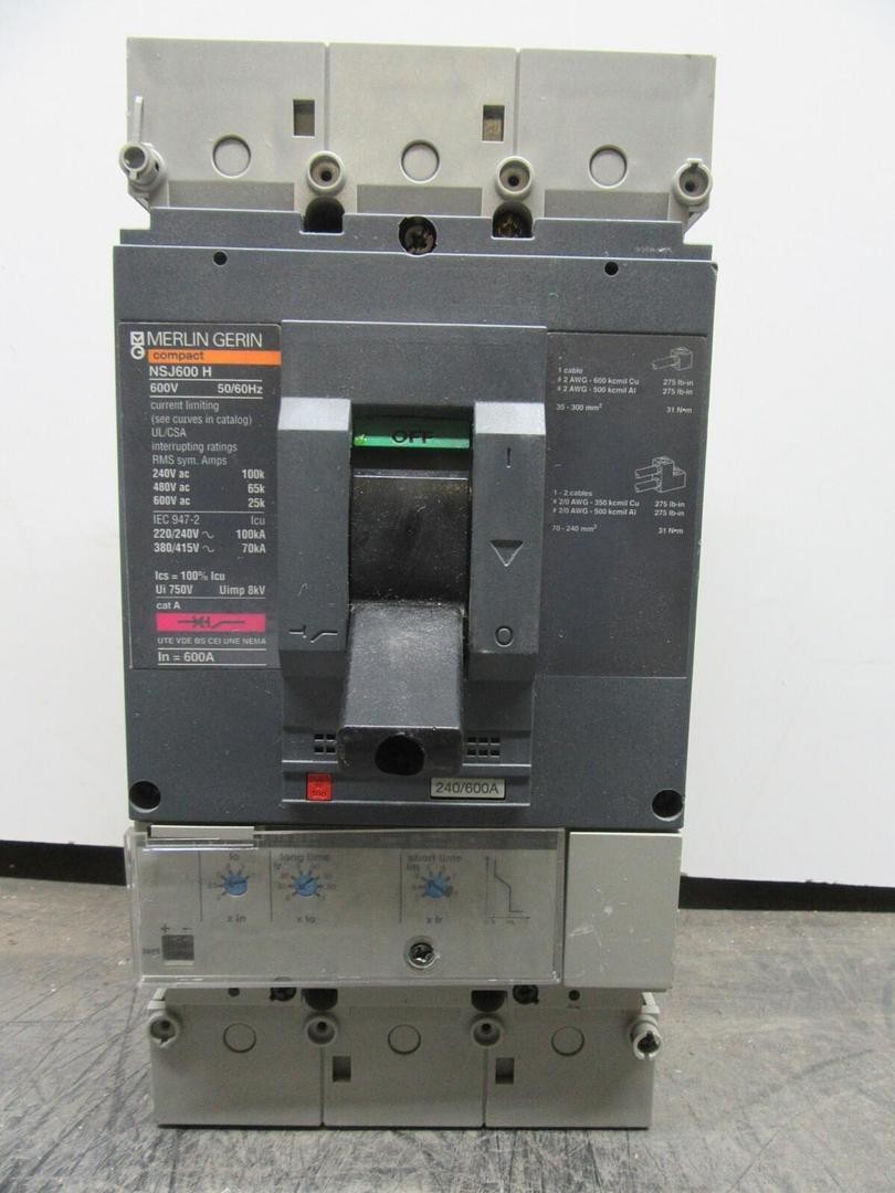 MERLIN GERIN COMPACT CIRCUIT BREAKER NSJ600H 240/600 AMP 600 VOLT 3-POLE 3-PHASE