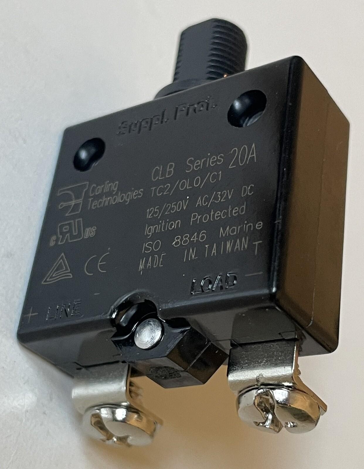CARLING CLB-203-27JN-N-BJ20 PANEL MOUNT CIRCUIT BREAKER 20A 125/250V 3/8″ 27 NEW