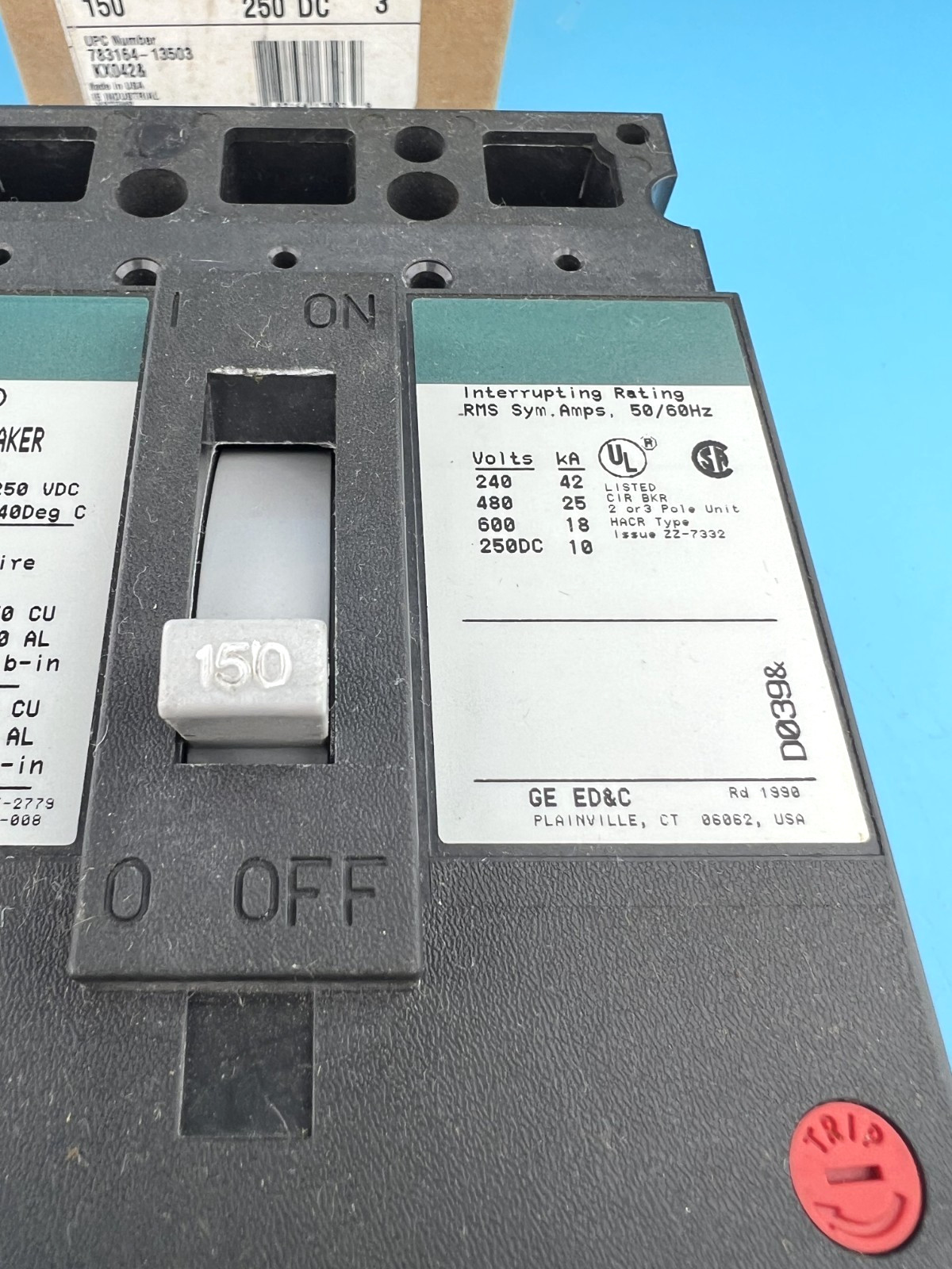 GE THED136150WL 150 Amp 3 Pole Molded Case Circuit Breaker 600V 150A — Brand New