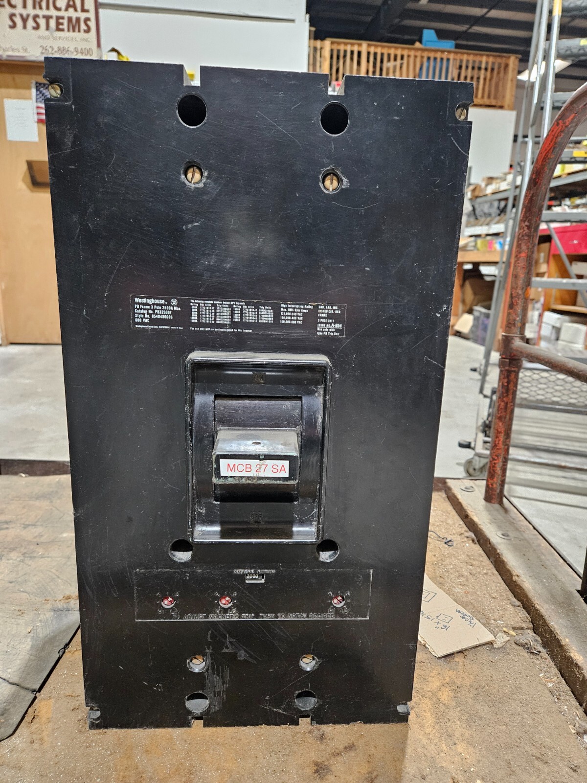 Westinghouse Circuit Breaker 3 Pole 600Vac Only Model PB32500F