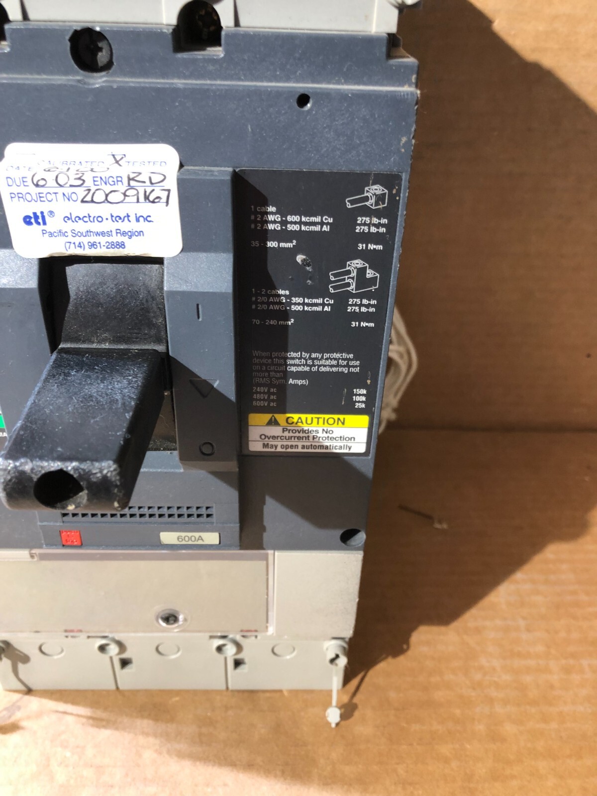 Merlin Gerin NSJ600A 600A Compact Molded Case Switch NSJ600 A 600 Amp