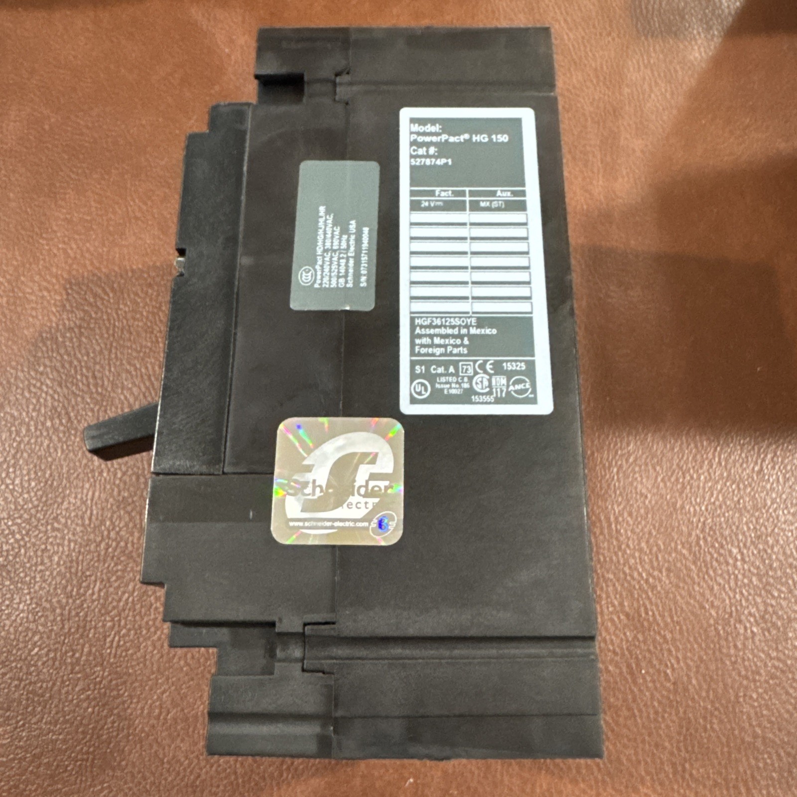 Square D 3P 125A PowerPact HG 150 527874P1 125 AMP Circuit Breaker 3 Pole