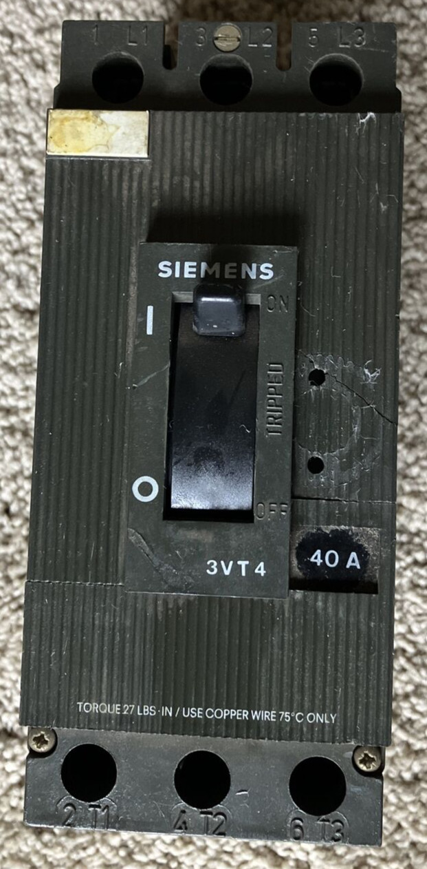 Siemens 40 amp 3 Pole Molded Case Circuit Breaker 3VT4200-0BR00