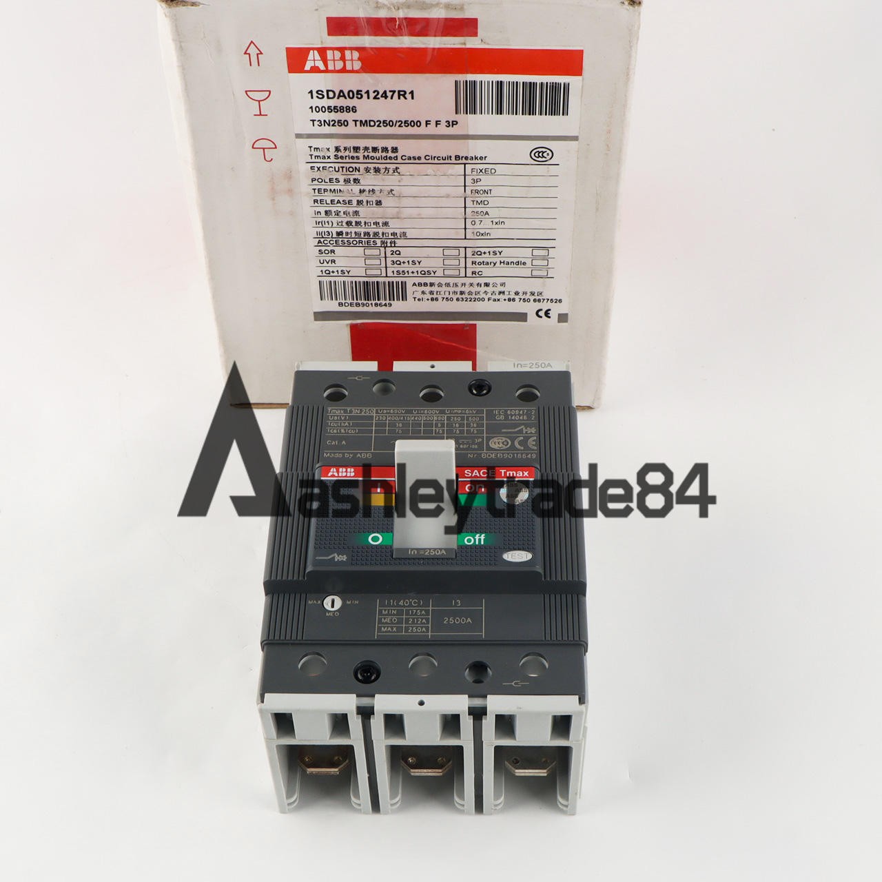 1PCS New ABB TMAX T3N250 TMD250/2500 FF 3P 250A 1SDA051247R1 Circuit Breaker