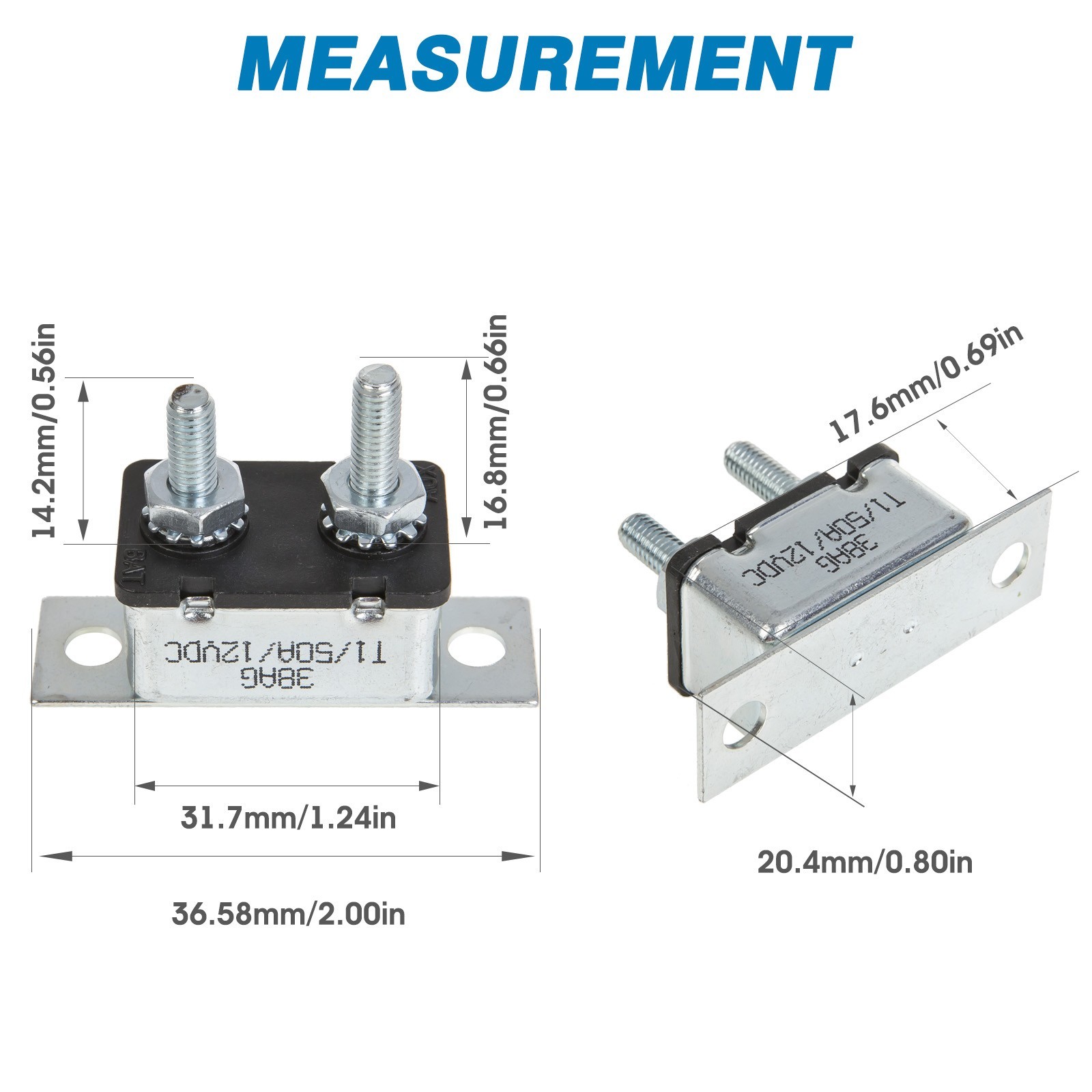 GLOSO E513C Stud Type Circuit Breaker, Auto Reset(T1), Lengthwise Bracket, Metal