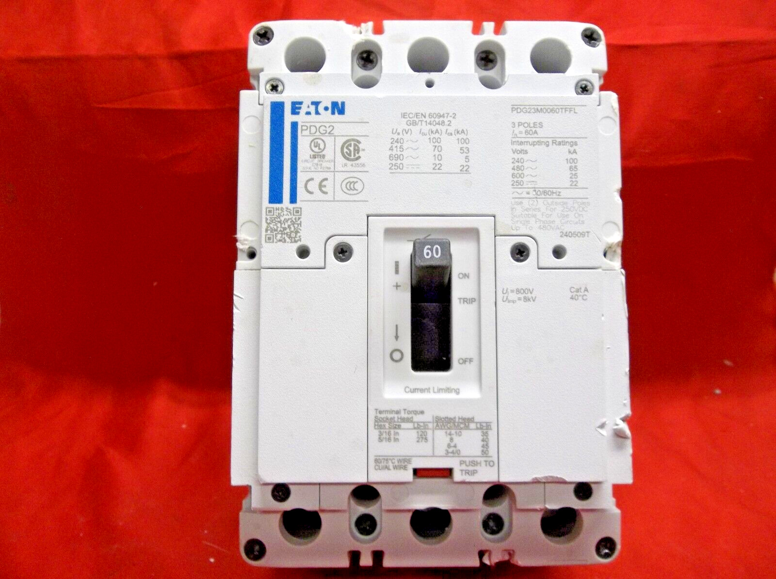 EATON PDG23M0060TFFL circuit breaker 335A5