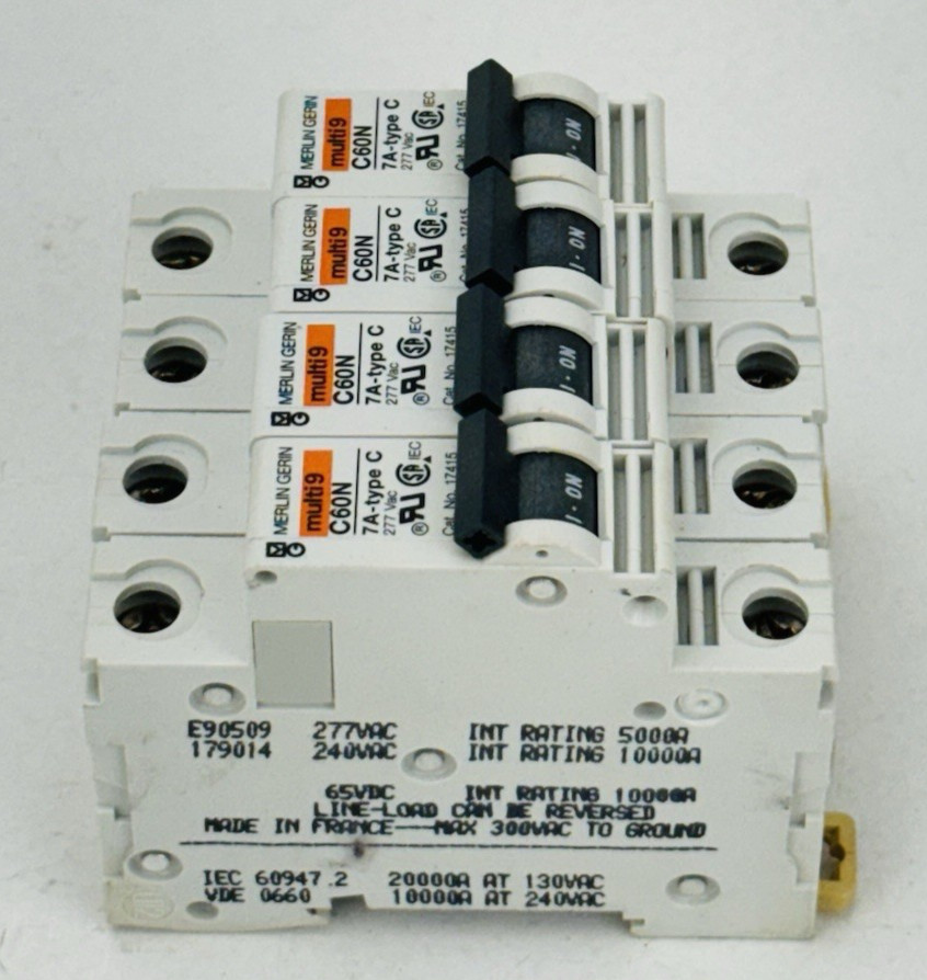(LOT OF 4) Merlin Gerin multi9 C60N 7A-Type C Circuit Breaker 1 Pole *WARRANTY*