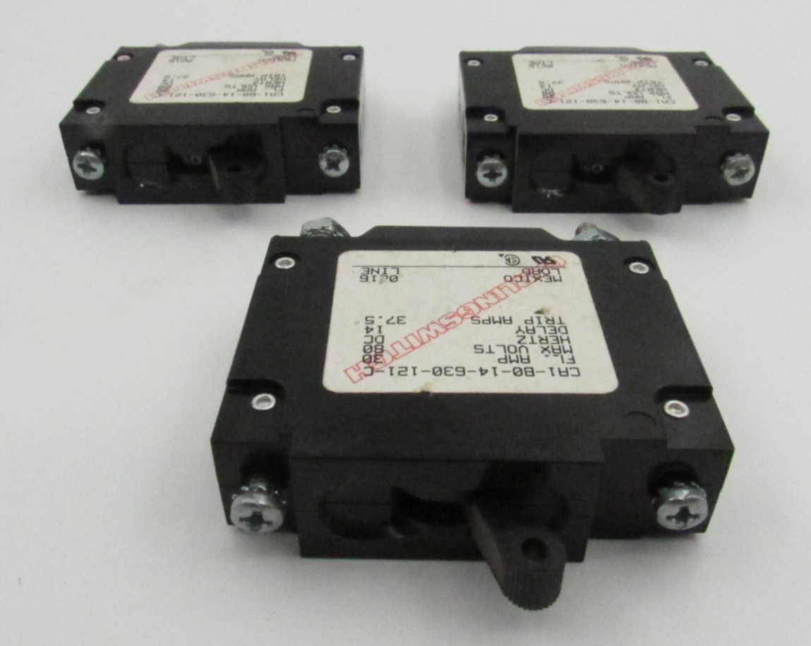3 Carlingswitch CA1-B0-14-630-121-C Fl Amp 30 DC Delay 14 trip 37.5 Breaker