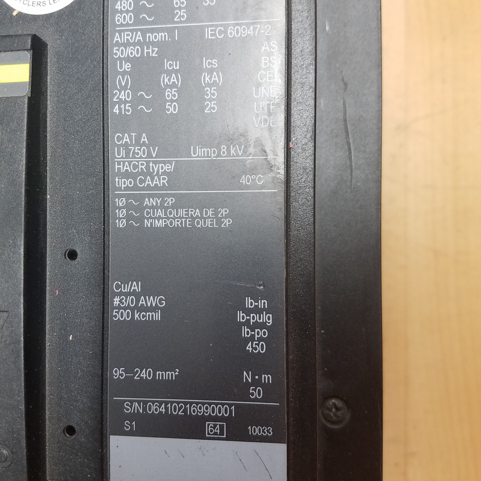 Square D MJA36400 PowerPact Circuit Breaker, 400A, 50/60Hz, 3 Pole, 600V – USED