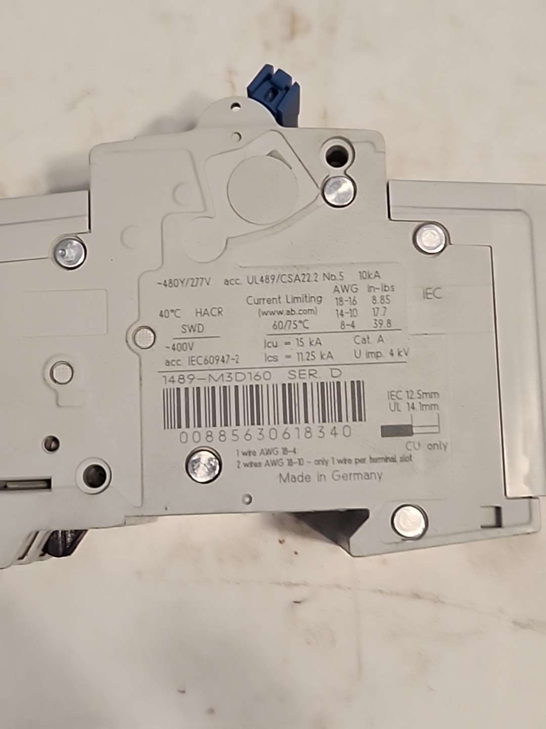 ALLEN BRADLEY D 16A Breaker 1489-M3D160 / 1489M3D160 (USED) Free Shipping