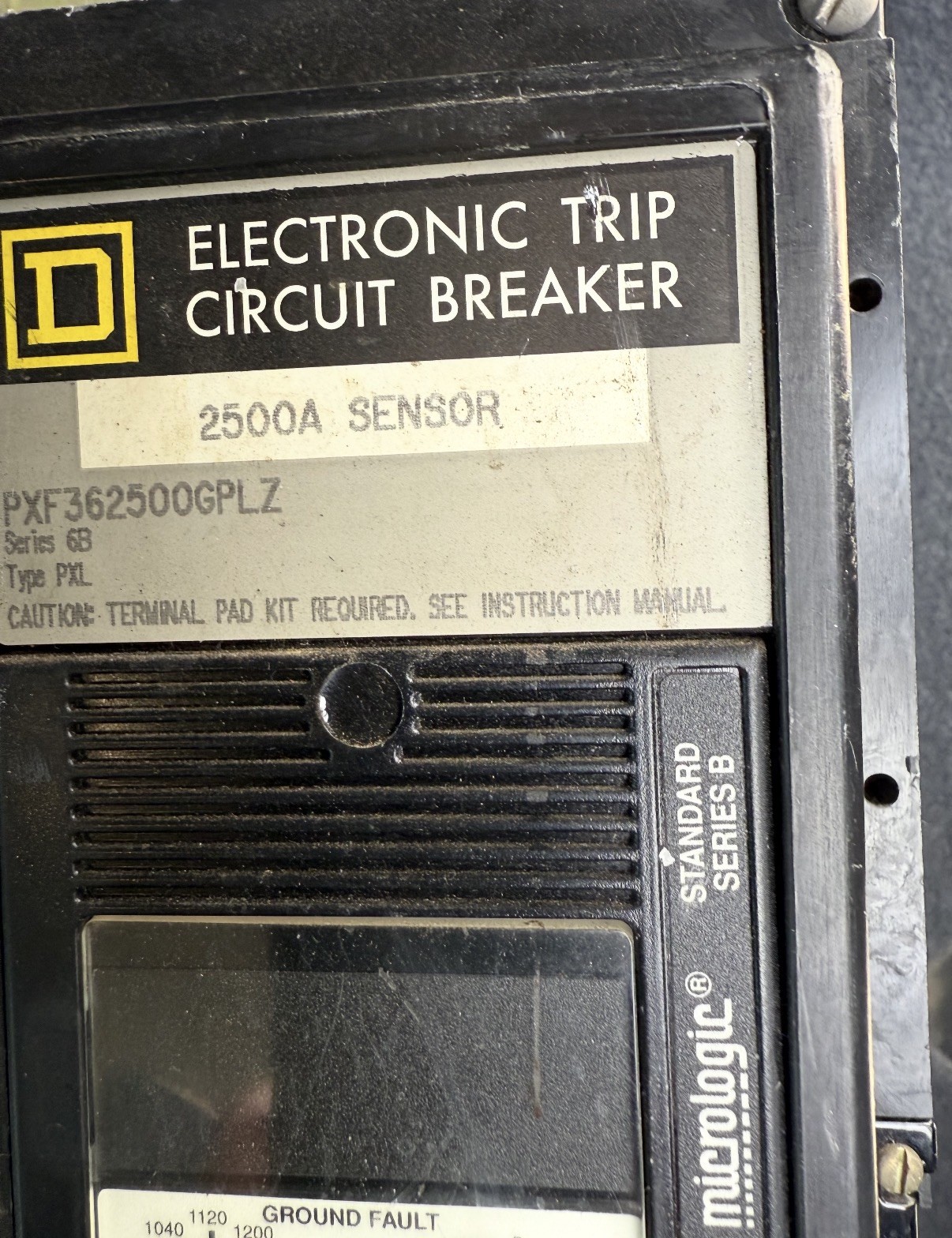 Square-D PXF362500GPLZ 2500A P Frame 600V 3P Circuit Breaker
