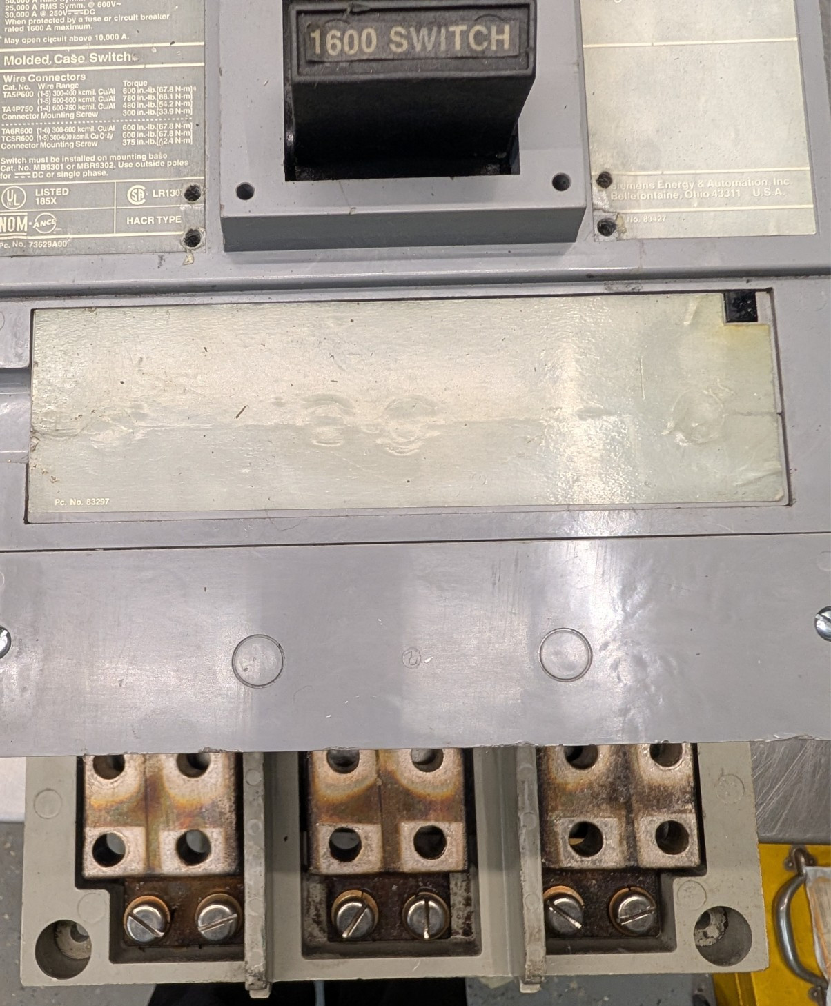 Siemens PXD63S160A 1600 Amp Sentron Molded Case Switch Breaker MB9301 PD/RD