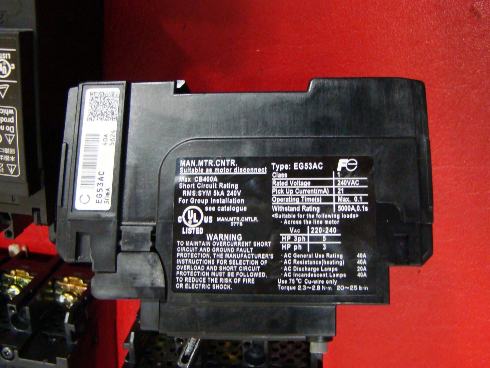 FUJI EG53B 3 Pole (5A) (10A) (15A) (20A) (30A) (40A) 50A Leakage Circuit breaker